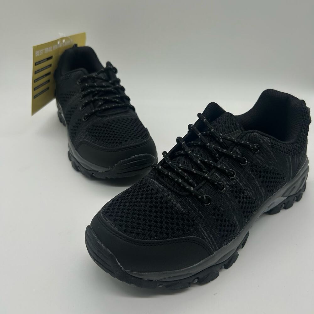 Jabasic Shoes Womens 7 Black Breathable Mesh Hiking Trail Outdoors Sneakers NEW